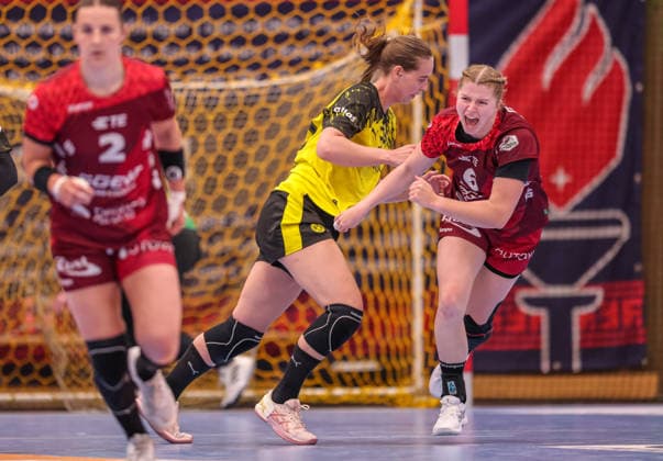 GER, Bensheim, HSG Bensheim Auerbach Flames vs Borussia Dortmund, Alsco Handball Bundesliga Frauen, Handball, DHB, Spielzeit 2025 2026, Weststadthalle Bensheim, Playoff Halbfinale, 2. Spiel im Bild: Nina Engel (HSG Bensheim Auerbach Flames Frauen 6), Jubel, Freude und Emotionen nach dem Tor DFB DFL REGULATIONS PROHIBIT ANY USE OF PHOTOGRAPHS AS IMAGE SEQUENCES AND OR QUASI-VIDEO, 02.05.2026 Copyright: HMBxMedia HendrikxHamelau
