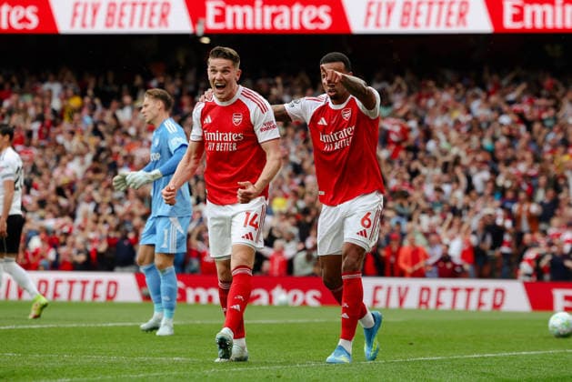 Premier League 2025 26 Arsenal v Fulham FC Emirates Stadium 02.05.2026 Viktor Gyökeres of Arsenal scores and celebrates 1-0 Premier League 2025 26 Arsenal v Fulham FC Emirates Stadium 02.05.2026 Photograph By Marc Aspland The Times  Copyright: xMarcxAsplandx NINTCHDBPICT001077814966