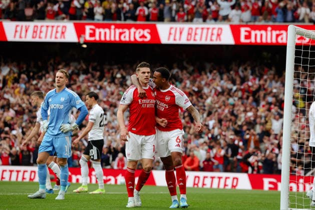 Premier League 2025 26 Arsenal v Fulham FC Emirates Stadium 02.05.2026 Viktor Gyökeres of Arsenal scores and celebrates 1-0 Premier League 2025 26 Arsenal v Fulham FC Emirates Stadium 02.05.2026 Photograph By Marc Aspland The Times  Copyright: xMarcxAsplandx NINTCHDBPICT001077816466