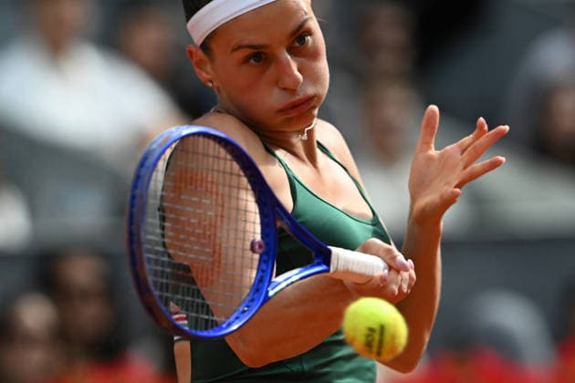 Mutua Madrid Open tennis tournament MADRID, SPAIN - MAY 02: Russian tennis player Mirra Andreeva (not seen) in action against Ukraine s Marta Kostyuk during the WTA, Tennis Damen women s singles final match of the Mutua Madrid Open at Caja Magica in Madrid, Spain, on May 02, 2026. Burak Akbulut Anadolu Madrid Spain. Editorial use only. Please get in touch for any other usage.  Copyright: x2026xAnadoluxBurakxAkbulutx