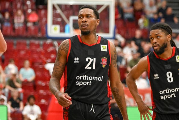 John Williams Jr. (Bayer Giants Leverkusen, 21) Artland Dragons vs. Bayer Giants Leverkusen, 2. Basketball-Bundesliga, Pro A, 34. Spieltag, Saison 2025 2026, 02.05.2026, Artland Dragons vs. Bayer Giants Leverkusen, 2. Basketball-Bundesliga, Pro A, 34. Spieltag, Saison 2025 2026, 02.05.2026 Quakenbrueck Copyright: xEibner-Pressefoto RobertxGertzenx EP_RGN