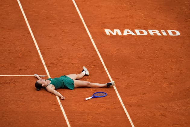 May 2, 2026, Madrid, Madrid, Spain: Marta Kostyuk of Ukraine celebrates the victory against Mirra Andreeva of Russia during the Women s Singles Final of Mutua Madrid Open 2026 at La Caja Magica on May 02, 2026 in Madrid, Spain. Madrid Spain - ZUMAa181 20260502_zaa_a181_195 Copyright: xDennisxAgyemanx