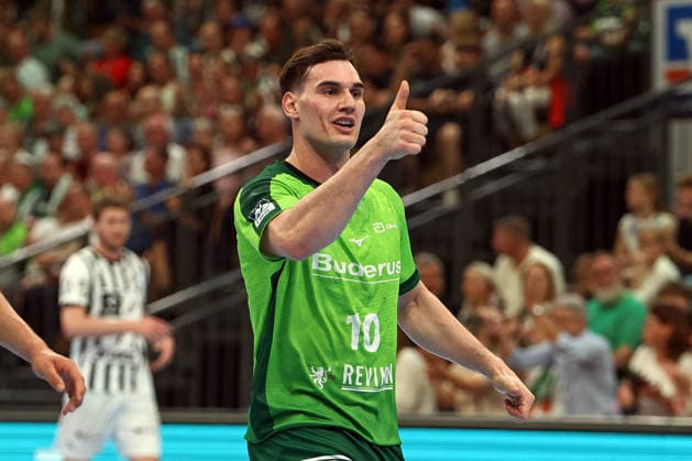 02.05.2026, xovx, Handball Daikin Handball Bundesliga, HSG Wetzlar - THW Kiel Jubel be Josip Simic (HSG Wetzlar) Wetzlar Buderus-Arena Hessen Deutschland (DE)