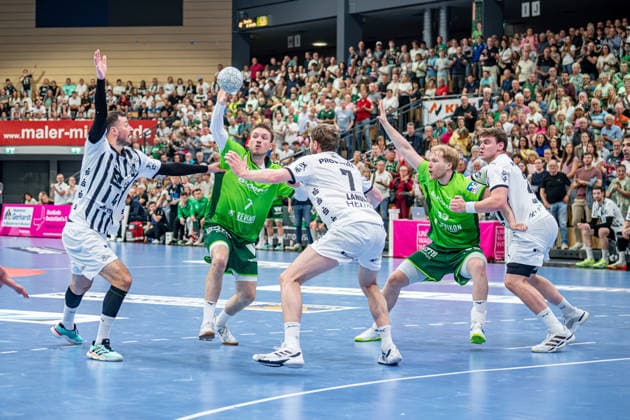 Handball Bundesliga; HSG Wetzlar - THW Kiel, 02.05.26 Dominik Mappes (HSG Wetzlar, 7), Georg Löwen ((HSG Wetzlar, 33), Magnus Landin Jacobsen (THW Kiel, 7), Lukas Laube (THW Kiel, 20), Domagoj Duvnjak (THW Kiel, 4) Handball Bundesliga; HSG Wetzlar - THW Kiel: Wetzlar, 02.05.26 Copyright: xBEAUTIFULxSPORTS Roeczeyx