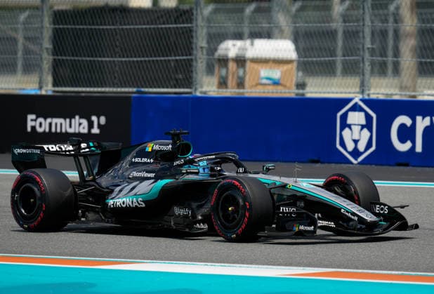 George Russell (Mercedes-AMG Petronas F1 Team, Großbritannien, 63) USA, Formel 1 Weltmeisterschaft, Miami Grand Prix, Miami International Autodrome, Miami Gardens, Sprintrennens, Saison 2026, 02.05.2026 USA, Formel 1 Weltmeisterschaft, Miami Grand Prix, Miami International Autodrome, Miami Gardens, Sprintrennens, Saison 2026, 02.05.2026 Miami Gardens Copyright: xEibner-Pressefoto ScottxColemanx EP_SCN