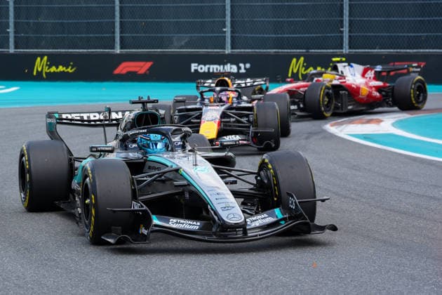 George Russell (Mercedes-AMG Petronas F1 Team, Großbritannien, 63) USA, Formel 1 Weltmeisterschaft, Miami Grand Prix, Miami International Autodrome, Miami Gardens, Sprintrennens, Saison 2026, 02.05.2026 USA, Formel 1 Weltmeisterschaft, Miami Grand Prix, Miami International Autodrome, Miami Gardens, Sprintrennens, Saison 2026, 02.05.2026 Miami Gardens Copyright: xEibner-Pressefoto ScottxColemanx EP_SCN