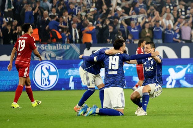 Die Spieler vom FC Schalke 04 freuen sich über den Sieg und den Aufstieg in die 1.Bundesliga beim Spiel der 2. Bundesliga (Saison 2025 26) FC Schalke 04 - Fortuna Düsseldorf - Copyright: Thomas Pakusch