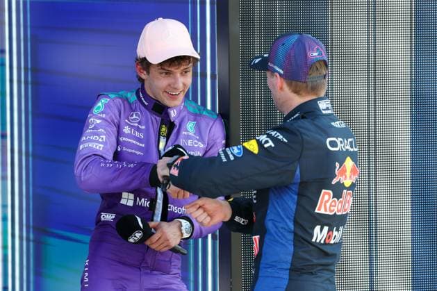 Winner des Qualifying, Pole-Position, Kimi Antonelli (Mercedes-AMG Petronas 12) und Max Verstappen (Oracle Red Bull Racing 3) mit dem 2 Startplatz beim Rennen, Grosser Preis von Miami, Motorsport, Herren, Formel 1, Qualifying, 02.05.2026 Miami Florida USA