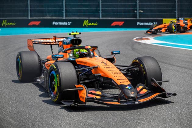 MIAMI GARDENS, FL - MAY 02: Lando Norris of the United Kingdom driving the number 1 McLaren during the Sprint race during the Formula 1 Crypto.com Miami Grand Prix on May 2, 2026, at Miami International Autodrome in Miami Gardens, FL. (Photo by Doug Murray Icon Sportswire) AUTO: MAY 02 F1 Miami Grand Prix EDITORIAL USE ONLY Icon796260502035