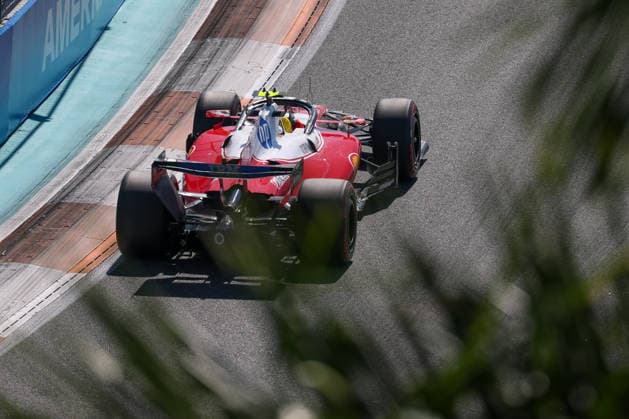 RECORD DATE NOT STATED 2nd May 2026; Miami International Autodrome, Miami, Florida, United States of America; 2026 FIA Formula 1 Miami Grand Prix; Qualifying; Lewis Hamilton (44) of Great Britain and Scuderia Ferrari HP seen on the track through palm trees DavidxBuono