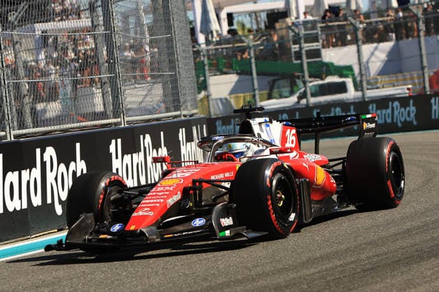 RECORD DATE NOT STATED 2nd May 2026; Miami International Autodrome, Miami, Florida, United States of America; 2026 FIA Formula 1 Miami Grand Prix; Qualifying; Charles Leclerc (16) of Monaco and Scuderia Ferrari HP races into turn 12 JeffxRobinson