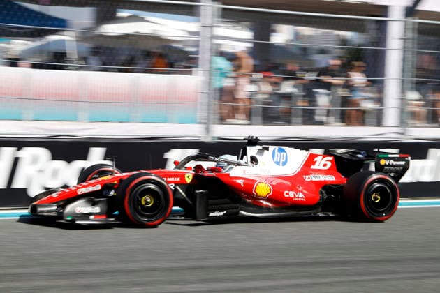 RECORD DATE NOT STATED 2nd May 2026; Miami International Autodrome, Miami, Florida, United States of America; 2026 FIA Formula 1 Miami Grand Prix; Qualifying; Charles Leclerc (16) of Monaco and Scuderia Ferrari HP races into turn 12 JeffxRobinson