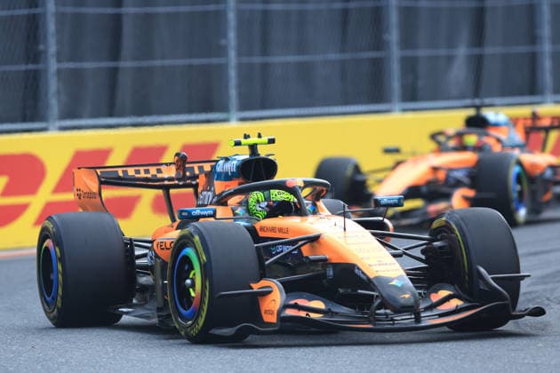 MIAMI GARDENS, FL - MAY 02: McLaren driver Lando Norris 1 exits turn 17 during the Sprint race for the Formula 1 Crypto.com Miami Grand Prix on May 02, 2026 at Miami International Autodrome in Miami Gardens, FL. (Photo by Jeff Robinson Icon Sportswire) AUTO: MAY 02 F1 Miami Grand Prix EDITORIAL USE ONLY Icon05022611777