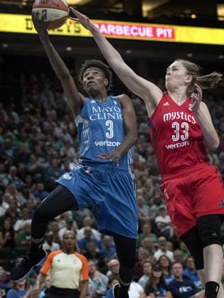 September 3, 2017 - St. Paul, MN, USA - Minnesota Lynx s Natasha Howard (3) attempts a shot while being defended by Washington Mystics Emma Meesseman (33) in the first quarter on Sunday, Sept. 3, 2017 at Xcel Energy Center in St. Paul, Minn. Copyright: xCarlosxGonzalezx
