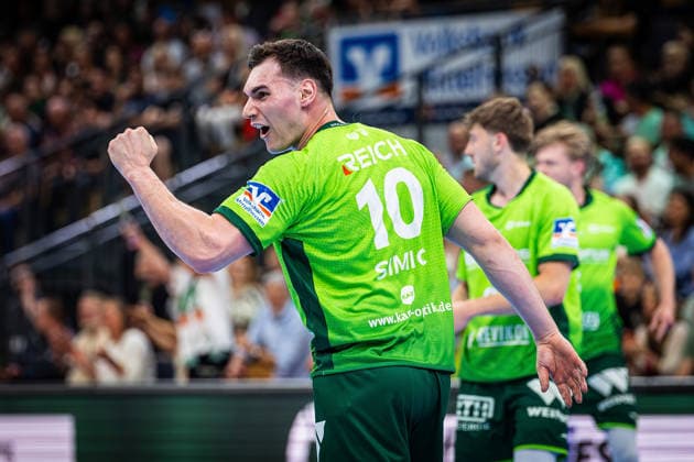 02.05.2026, xovx, Handball Daikin Handball Bundesliga, HSG Wetzlar - THW Kiel Jubel bei Josip Simic (HSG Wetzlar) Wetzlar Buderus-Arena Hessen Deutschland (DE)