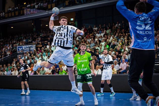 02.05.2026, xovx, Handball Daikin Handball Bundesliga, HSG Wetzlar - THW Kiel v.l. Lukas Laube (THW Kiel), Niklas Theiß (HSG Wetzlar), Domagoj Duvnjak (THW Kiel), Andreas Palicka (HSG Wetzlar) Wetzlar Buderus-Arena Hessen Deutschland (DE)