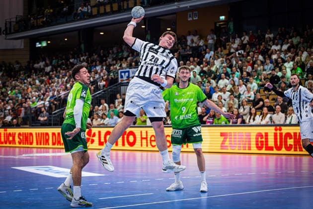 02.05.2026, xovx, Handball Daikin Handball Bundesliga, HSG Wetzlar - THW Kiel v.l. Ahmet Nafea (HSG Wetzlar), Lukas Laube (THW Kiel), Niklas Theiß (HSG Wetzlar), Domagoj Duvnjak (THW Kiel) Wetzlar Buderus-Arena Hessen Deutschland (DE)