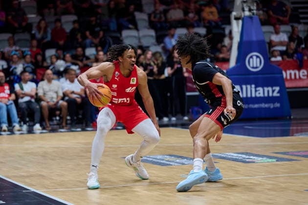 Barmer, BBL2, Nürnberg Falcons BC vs SBB Baskets Wolmirstedt BBL2, Nürnberg Falcons BC vs SBB Baskets Wolmirstedt Nürnberg KIA Metropol Arena Bayern Deutschland