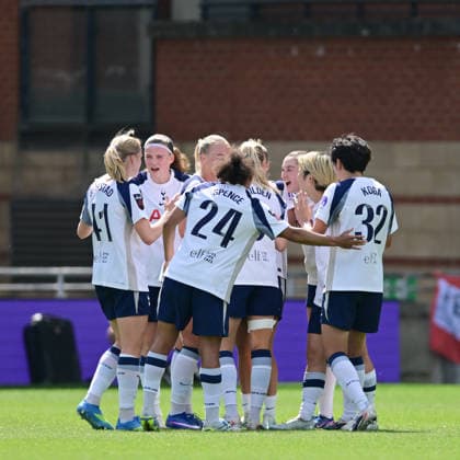 Tottenham Hotspur Women celebrate Olivia Holdt™s strike that gives Tottenham Hotspur Women a second goal during the Women s Super League match between Tottenham Hotspur Women and London City Lionesses at the Brisbane Road, London, England on 3 May 2026. Copyright: xPhilxHutchinsonx 44910010