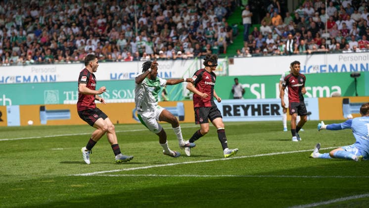 276. Frankenderby: SpVgg Greuther Fuerth vs. 1.FC Nürnberg Football, 2nd Bundesliga 276. Frankenderby: SpVgg Greuther Fuerth vs. 1.FC Nürnberg 3 May 2026 Sportpark Ronhof Thomas Sommer, Fuerth, Germany Image: Noel Futkeu (Fürth) scores the 1:0 in the 17th minute goal was call off due to offsides, given after VAR. DFL regulations prohibit any use of photographs as image sequences and or quasi-video Copyright: xPresseFotoxEvansx xRyanxEvansx