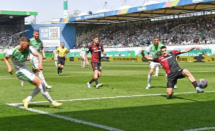 03.05.2026, xhbx, Fussball 2.Bundesliga, SpVgg Greuther Fuerth - 1.FC Nürnberg v.l. Felix Higl (Spvgg. Greuther Fuerth) (DFL DFB REGULATIONS PROHIBIT ANY USE OF PHOTOGRAPHS as IMAGE SEQUENCES and or QUASI-VIDEO) Fuerth