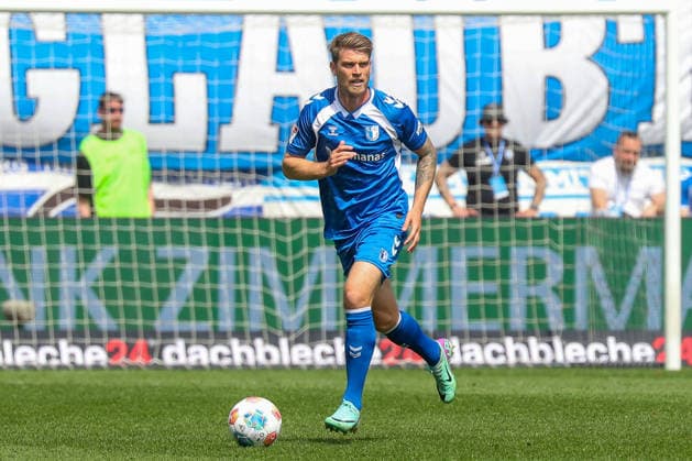 03.05.2026, xgox, Fussball - 2.Bundesliga 1.FC Magdeburg - Hertha BSC Berlin emspor, v.l. Marcus Mathisen (Magdeburg, 16) am Ball, plays the ball (DFL DFB REGULATIONS PROHIBIT ANY USE OF PHOTOGRAPHS as IMAGE SEQUENCES and or QUASI-VIDEO) Magdeburg