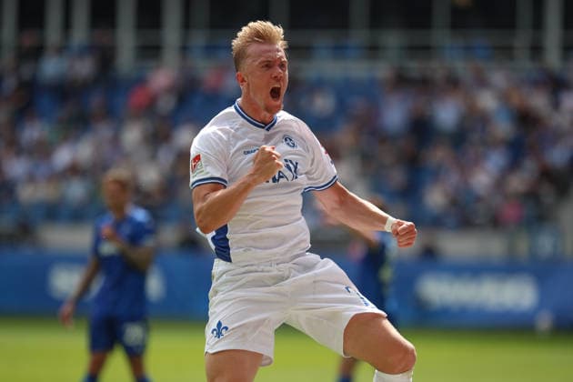 1:1 usgleich durch Isac Lidberg (SV Darmstadt 98, 07), Karlsruher SC vs. SV Darmstadt 98, 2. Bundesliga, 32. Spieltag, 2025 2026, 03.05.2026, DFL REGULATIONS PROHIBIT ANY USE OF PHOTOGRAPHS AS IMAGE SEQUENCES AND OR QUASI-VIDEO, Karlsruher SC vs. SV Darmstadt 98, 2. Bundesliga, 32. Spieltag, 2025 2026, 03.05.2026 Karlsruhe