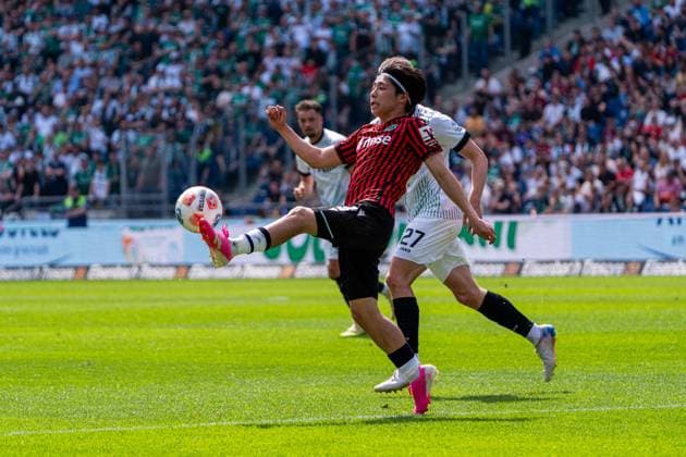 Hannover, Deutschland 03. Mai 2026: 2. BL - 2025 2026 - Sp. 32 - Hannover 96 gegen Preußen Münster Im Bild: Daisuke Yokota (HAN) mit Ball DFL DFB regulations prohibit any use of photographs as image sequences and or quasi-video Heinz von Heiden Arena Niedersachsen