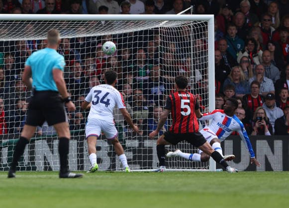 Football - 2025 2026 Premier League - AFC Bournemouth vs Crystal Palace - Vitality Stadium (Dean Court) - Sunday 3rd May 2026 Jefferson Lerma of Crystal Palace put the ball into his own net to put Bournemouth into the lead during the Premier League match at the Vitality Stadium COLORSPORT Shaun Boggust 