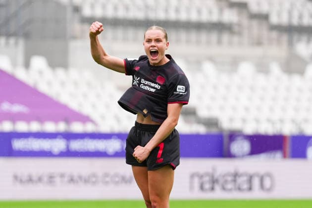 03.05.2026, xydrx, Frauen, Fußball, 1.Frauen-Bundesliga, SGS Essen - Bayer 04 Leverkusen, Saison 2025 2026, Stadion an der Hafenstraße: Torjubel nach dem Tor zum 4:0 für Bayer 04 Leverkusen durch Torschützin Cornelia Kramer (Bayer 04 Leverkusen, 7) DFB regulations prohibit any use of photographs as image sequences and or quasi-video. *** 03 05 2026, xydrx, Women, Soccer, 1 Women Bundesliga, SGS Essen Bayer 04 Leverkusen, Season 2025 2026, Stadion an der Hafenstraße Goal celebration after the goal to 4 0 for Bayer 04 Leverkusen by scorer Cornelia Kramer Bayer 04 Leverkusen, 7 DFB regulations prohibit any use of photographs as image sequences and or quasi video Copyright: HMBxMedia YannisxDreimann