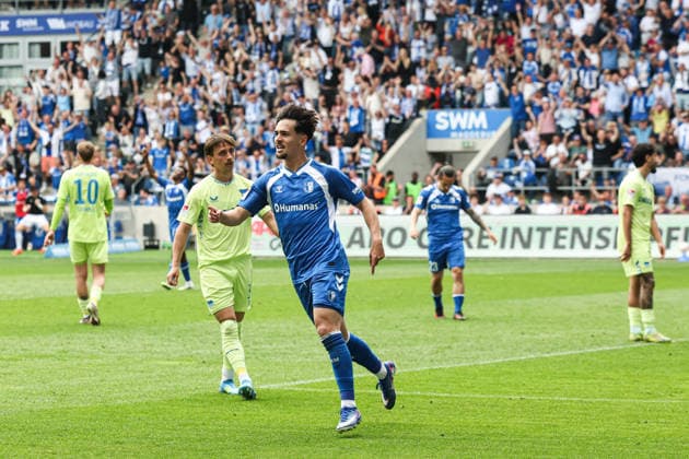 Torjubel - Torschütze Laurin Ulrich (1. FC Magdeburg,8) trifft zum 1-0 - 2. Fußball Bundesliga Saison 2025-2026 Punktspiel 1. FC Magdeburg vs. Hertha BSC Berlin in der Avnet Arena in Magdeburg - Aktion,Fußball,Mann,Männer,Deutschland,03.05.2026