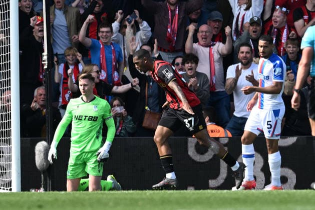Bournemouth v Crystal Palace, Premier League Goal 3-0 - Rayan (37) of AFC Bournemouth celebrates scoring the third goal during the Premier League match between Bournemouth and Crystal Palace at the Vitality Stadium, Bournemouth, UK on 3 May 2026. Bournemouth Vitality Stadium Dorset UK Editorial use only DataCo restrictions apply See www.football-dataco.com , Copyright: xGrahamxHuntx PSI-24199-0088