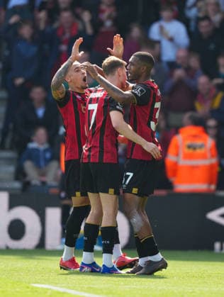 Bournemouth v Crystal Palace, Premier League, Football, Vitality Stadium, Bournemouth, UK - 03 May 2026 GOAL - Rayan of Bournemouth celebrates. Bournemouth Vitality Stadium Bournemouth UK, UK NEWSPAPERS OUT Copyright: xSeanxRyanx