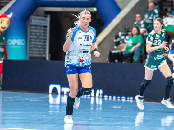 Paulina Uscinowicz Union Neckarsulm, 78) ballt die Jubelfaust nach einem Tor, Frisch Auf Goeppingen vs. Sport-Union Neckarsulm, Handball, 1. Bundesliga, Spielzeit 2025 2026, 03.05.2026 Frisch Auf Goeppingen vs. Sport-Union Neckarsulm, Handball, 1. Bundesliga, Spielzeit 2025 2026, 03.05.2026 Goeppingen Copyright: xMichaelxSchmidt Eibner-Pressefotx EP_MST