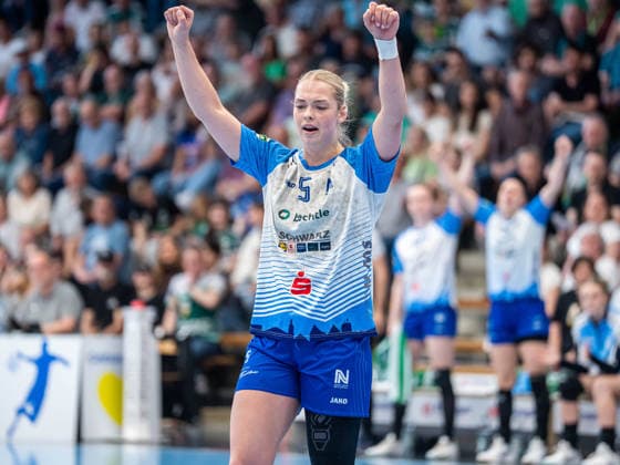 Kim Hinkelmann Union Neckarsulm, 05) ballt die Jubelfaeuste, Frisch Auf Goeppingen vs. Sport-Union Neckarsulm, Handball, 1. Bundesliga, Spielzeit 2025 2026, 03.05.2026 Frisch Auf Goeppingen vs. Sport-Union Neckarsulm, Handball, 1. Bundesliga, Spielzeit 2025 2026, 03.05.2026 Goeppingen Copyright: xMichaelxSchmidt Eibner-Pressefotx EP_MST