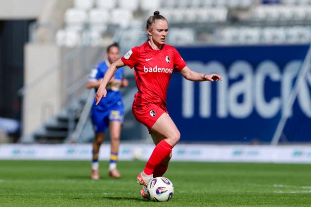 Lisa Kolb (SC Freiburg) kontrolliert den Ball, Google Pixel Frauen-Bundesliga, FC Carl Zeiss Jena v SC Freiburg, ad hoc Arena am 03. May 2026 in Jena, Deutschland. (Foto von Marco Steinbrenner DeFodi Images) Lisa Kolb (SC Freiburg) controls the ball, Google Pixel Frauen-Bundesliga, FC Carl Zeiss Jena v SC Freiburg, ad hoc Arena, May 3, 2026 in Jena, Germany. (Photo by Marco Steinbrenner DeFodi Images) DFB DFL REGULATIONS PROHIBIT ANY USE OF PHOTOGRAPHS AS IMAGE SEQUENCES AND OR QUASI-VIDEO. -