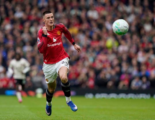 Manchester, England, 3rd May 2026. Benjamin Sesko of Manchester United, ManU during the Manchester United vs Liverpool Premier League match at Old Trafford, Manchester. Picture credit should read: Andrew Yates Sportimage EDITORIAL USE ONLY. No use with unauthorised audio, video, data, fixture lists, club league logos or live services. Online in-match use limited to 120 images, no video emulation. No use in betting, games or single club league player publications. SPI_058_AY_MAN_UTD_LIVERPOOL SPI-4776-0055