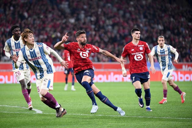 Lille OSC v Le Havre AC - Ligue 1 McDonald s 2025 2026 15 Ayumu SEKO (hac) - 09 Olivier GIROUD (losc) during the Ligue 1 McDonald s match between Lille and Le Havre at Stade Pierre Mauroy on May 3, 2026 in Lille, France. Lille France  Copyright: xFEPx 776348380