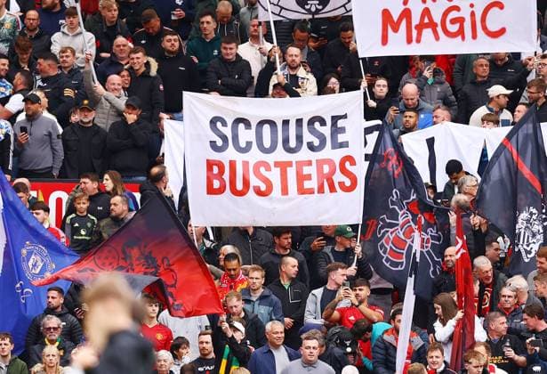 Manchester United, ManU fans display a scouse busters banner Manchester United v Liverpool, Premier League, Football, Old Trafford, Manchester , UK - 03 May 2026Manchester Old Trafford United Kingdom EDITORIAL USE ONLY No use with unauthorised audio, video, data, fixture lists, club league logos or live services. Online in-match use limited to 120 images, no video emulation. No use in betting, games or single club league player publications.  Copyright: xMattxWest Shutterstockx 16854589v