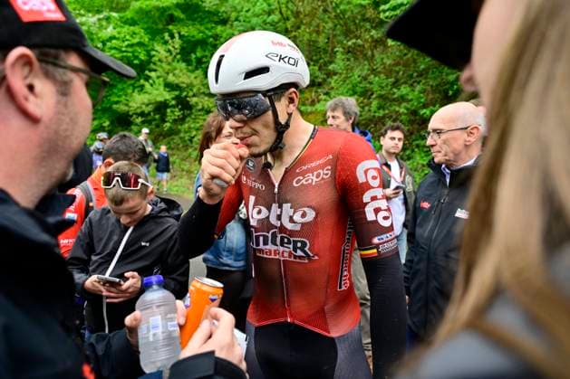Lotto Famenne Ardenne Classic 2026 Cycling Race MARCHE-EN-FAMENNE, BELGIUM - MAY 03 : De Lie Arnaud (BEL) of Lotto - Intermarche celebrates the victory after the 8th edition of Lotto Famenne Ardenne Classic an UCI Class 1.1 one day cycling road race for Men Elite of km with start in Marche-en-Famenne and finish in Marche-en-Famenne on May 3, 2026 in Marche-en-Famenne, Belgium, 03 05 2026 ( Motordriver Guy De Vuyst - Marche-en-Famenne Belgium  Copyright: xJanxDexMeuleneirx