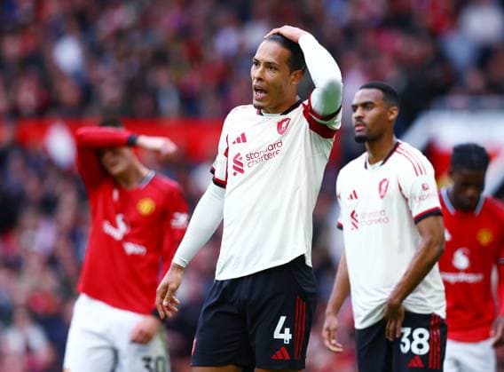 Virgil van Dijk of Liverpool looks dejected Manchester United, ManU v Liverpool, Premier League, Football, Old Trafford, Manchester , UK - 03 May 2026Manchester Old Trafford United Kingdom EDITORIAL USE ONLY No use with unauthorised audio, video, data, fixture lists, club league logos or live services. Online in-match use limited to 120 images, no video emulation. No use in betting, games or single club league player publications.  Copyright: xMattxWest Shutterstockx 16854589w