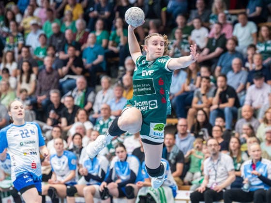 Lea Watzl (Frisch Auf Frauen, 07) beim Temppogegenstoss, Frisch Auf Goeppingen vs. Union Neckarsulm, Handball, 1. Bundesliga, Spielzeit 2025 2026, 03.05.2026 Frisch Auf Goeppingen vs. Sport-Union Neckarsulm, Handball, 1. Bundesliga, Spielzeit 2025 2026, 03.05.2026 Goeppingen Copyright: xMichaelxSchmidt Eibner-Pressefotx EP_MST