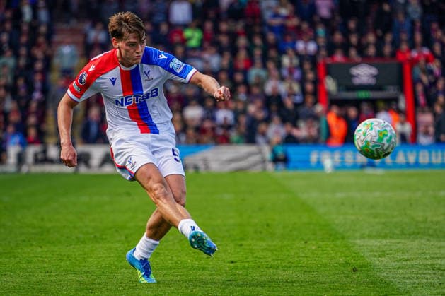 3rd May 2026, Bournemouth, Dorset, England; Premier League Football, AFC Bournemouth versus Crystal Palace; Justin Devenny of Crystal Palace crosses the ball KamilxKrella