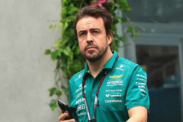 3rd May 2026; Miami International Autodrome, Miami, Florida, United States of America; 2026 FIA Formula 1 Miami Grand Prix Race Day; Fernando Alonso (14) of Spain and Aston Martin Aramco Formula One Team walks in the paddock area JeffxRobinson