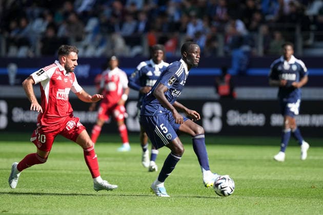 Paris FC v Stade Brestois 29 - Ligue 1 McDonald s 2025 2026 10 Romain DEL CASTILLO (sb29) - 05 Moustapha MBOW (pfc) during the Ligue 1 McDonald s match between Paris FC and Brest at Stade Jean Bouin on May 3, 2026 in Paris, France. Paris France  Copyright: xFEPx 776348377