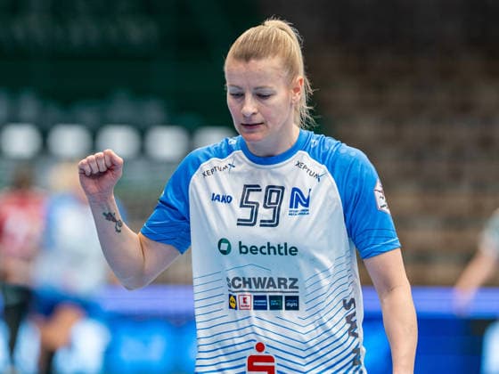 Antje Doell Union Neckarsulm, 59) ballt die Jubelfaust, Frisch Auf Goeppingen vs. Sport-Union Neckarsulm, Handball, 1. Bundesliga, Spielzeit 2025 2026, 03.05.2026 Frisch Auf Goeppingen vs. Sport-Union Neckarsulm, Handball, 1. Bundesliga, Spielzeit 2025 2026, 03.05.2026 Goeppingen Copyright: xMichaelxSchmidt Eibner-Pressefotx EP_MST