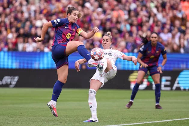 May 3, 2026, Barcelona, Barcelona, SPAIN: Alexia Putellas Segura of FC Barcelona, Barca and Giulia Gwinn of FC Bayern Munchen in action during the UEFA WomenÃ¢â‚¬â ¢s Champions League 2025 26 Semi Final second leg, football match played between FC Barcelona and FC Bayern Munchen at Spotify Camp Nou stadium on May 03, 2026 in Barcelona, Spain. Barcelona SPAIN - ZUMAa181 20260503_zaa_a181_162 Copyright: xJavierxBorregox