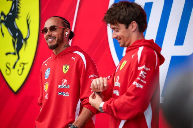 F1 - MIAMI GRAND PRIX 2026 HAMILTON Lewis (gbr), Scuderia Ferrari SF-26, LECLERC Charles (mco), Scuderia Ferrari SF-26, portrait during the Formula 1 Miami Grand Prix 2026, 4th round of the 2026 Formula One World Championship, WM, Weltmeisterschaft from May 1 to 3, 2026 on the Miami International Autodrome, in Miami Gardens, USA - Miami GardensUnited States  Copyright: xDPPIx