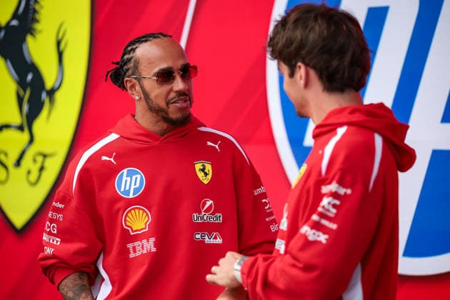 F1 - MIAMI GRAND PRIX 2026 HAMILTON Lewis (gbr), Scuderia Ferrari SF-26, LECLERC Charles (mco), Scuderia Ferrari SF-26, portrait during the Formula 1 Miami Grand Prix 2026, 4th round of the 2026 Formula One World Championship, WM, Weltmeisterschaft from May 1 to 3, 2026 on the Miami International Autodrome, in Miami Gardens, USA - Miami GardensUnited States  Copyright: xDPPIx