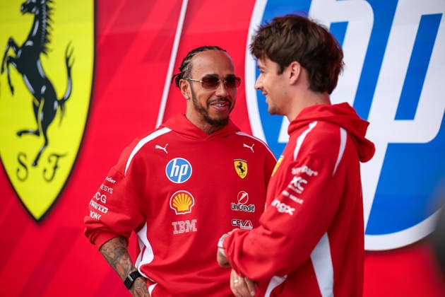 F1 - MIAMI GRAND PRIX 2026 HAMILTON Lewis (gbr), Scuderia Ferrari SF-26, LECLERC Charles (mco), Scuderia Ferrari SF-26, portrait during the Formula 1 Miami Grand Prix 2026, 4th round of the 2026 Formula One World Championship, WM, Weltmeisterschaft from May 1 to 3, 2026 on the Miami International Autodrome, in Miami Gardens, USA - Miami GardensUnited States  Copyright: xDPPIx